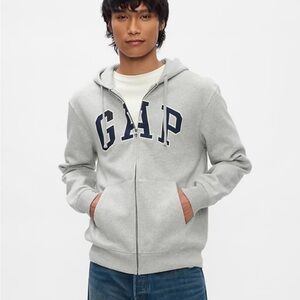 GAP Light Gray Hoodie with Navy Logo